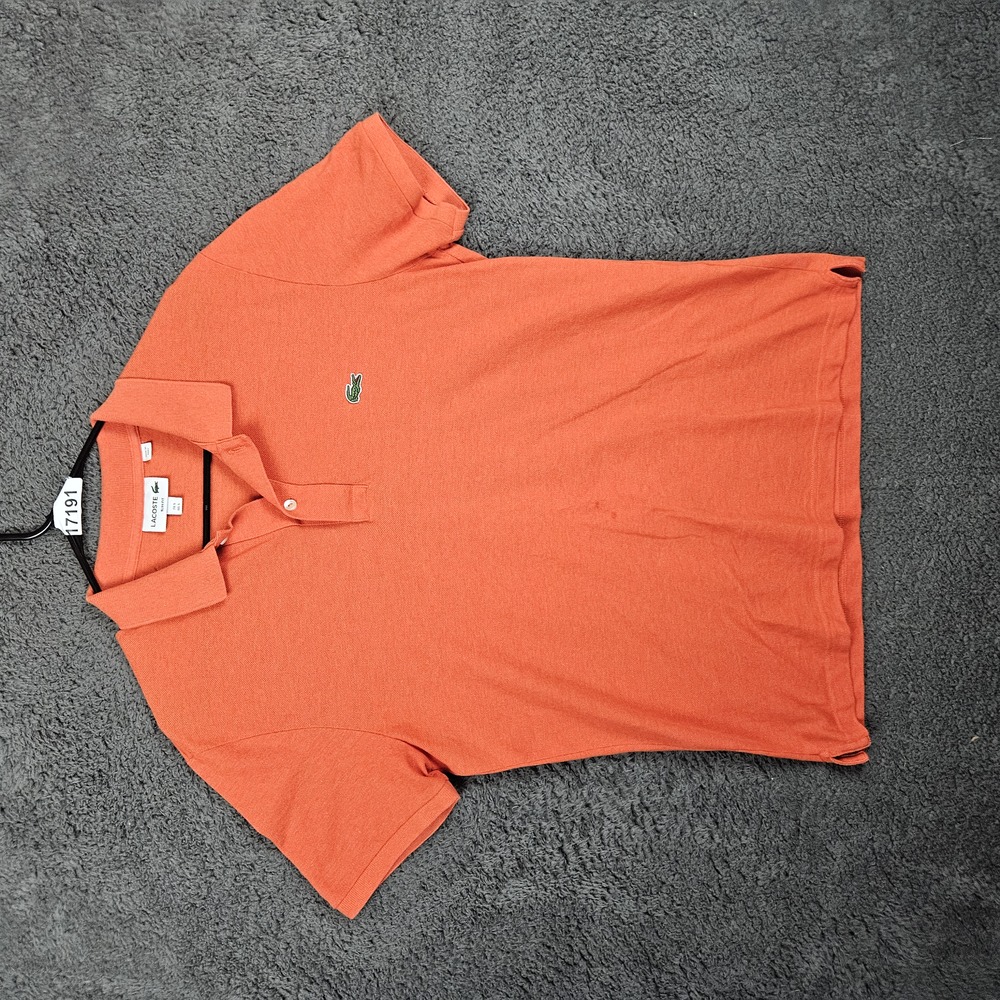 Lacoste Polo Shirt Mens FR 5 US L Orange Classic Fit Logo Collared Sporty Preppy